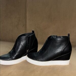 MIA Black Wedge Sneakers